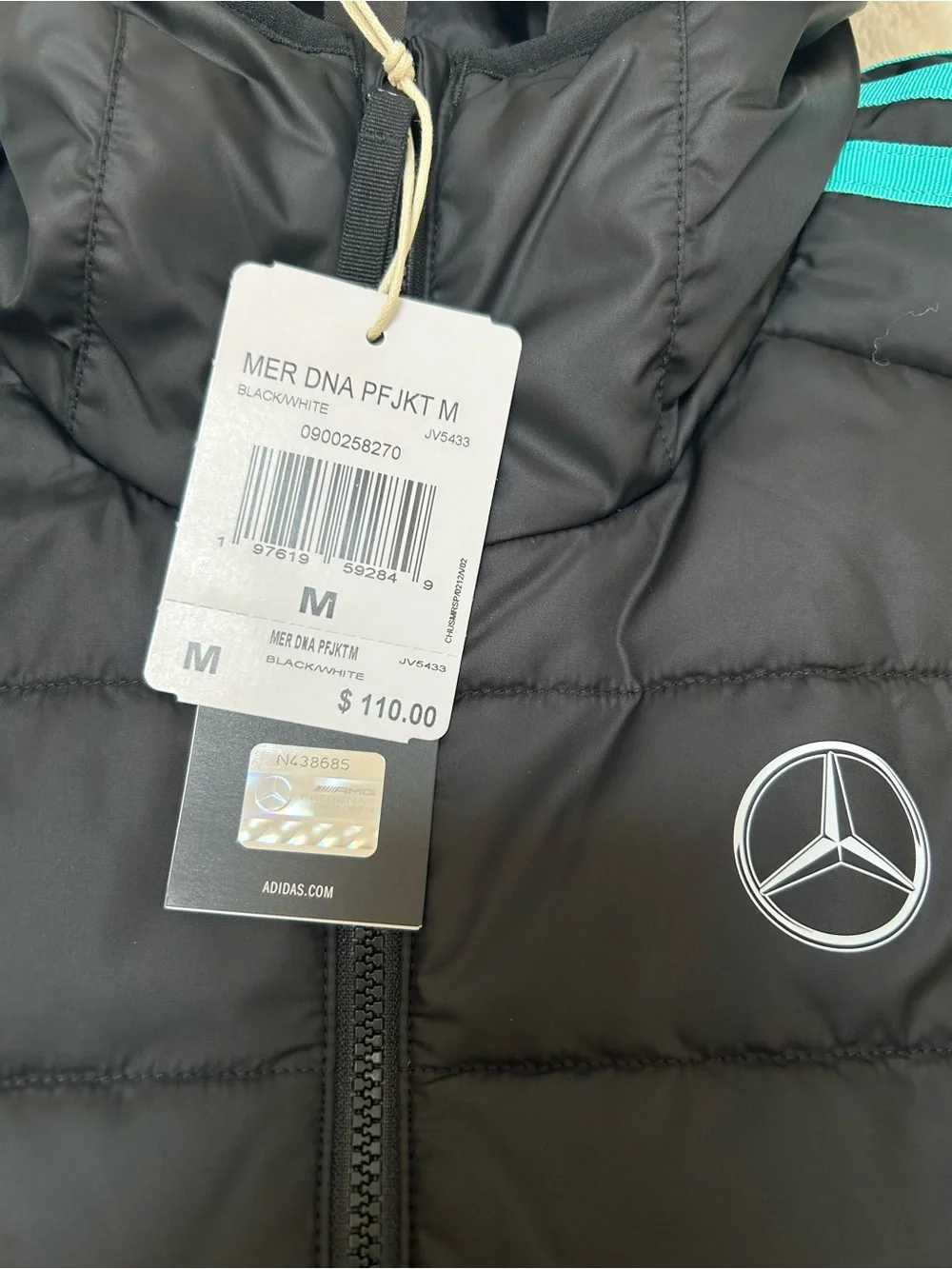 Adidas Mercedes AMG PETRONAS F1 Team DNA Puffer Jacket Size M Men’s Style JV5433